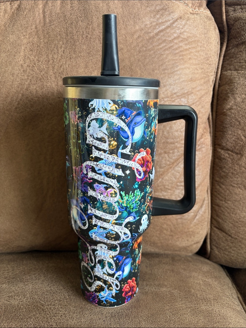 Underwater Sea Life Travel Tumbler with Handle
